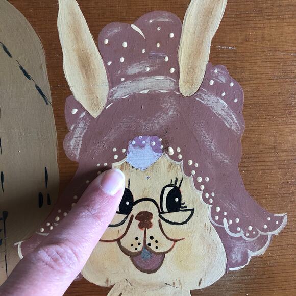 VTG Wooden Bunny Family Welcome Sign 17"x14.5" Hand Painted Cottage Farmhouse - Picture 6 of 12